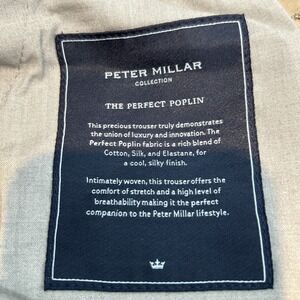 Peter Millar Collection Perfect Poplin Mens Tan Silk Blend Trousers Size 33